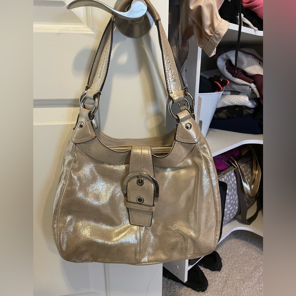 Coach purse - shimmery silver/gold